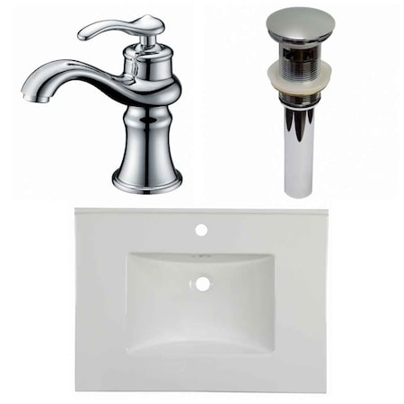 AMERICAN IMAGINATIONS 30.75" W 1 Hole Ceramic Top Set In White Color, Overflow Drain Incl. AI-33283